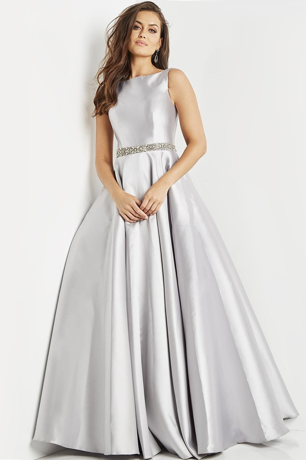 Slender Rhinestone Wedding Dress Bridal Sash Belt in Silver