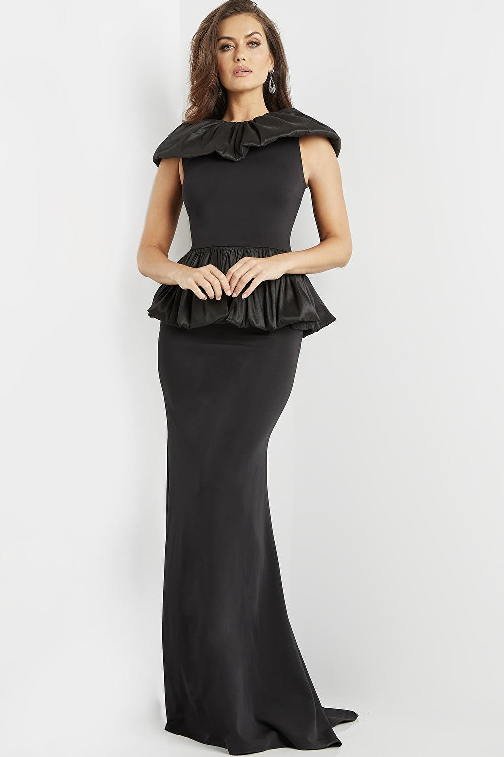 Final Plus Size Peplum Dress in Black Scuba - ShopperBoard