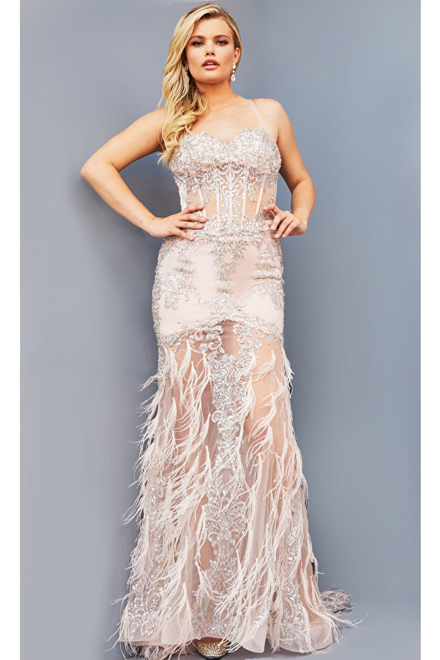 Jovani 22304 Blush Illusion Embellished Plus Size Prom Dress – Spybaby