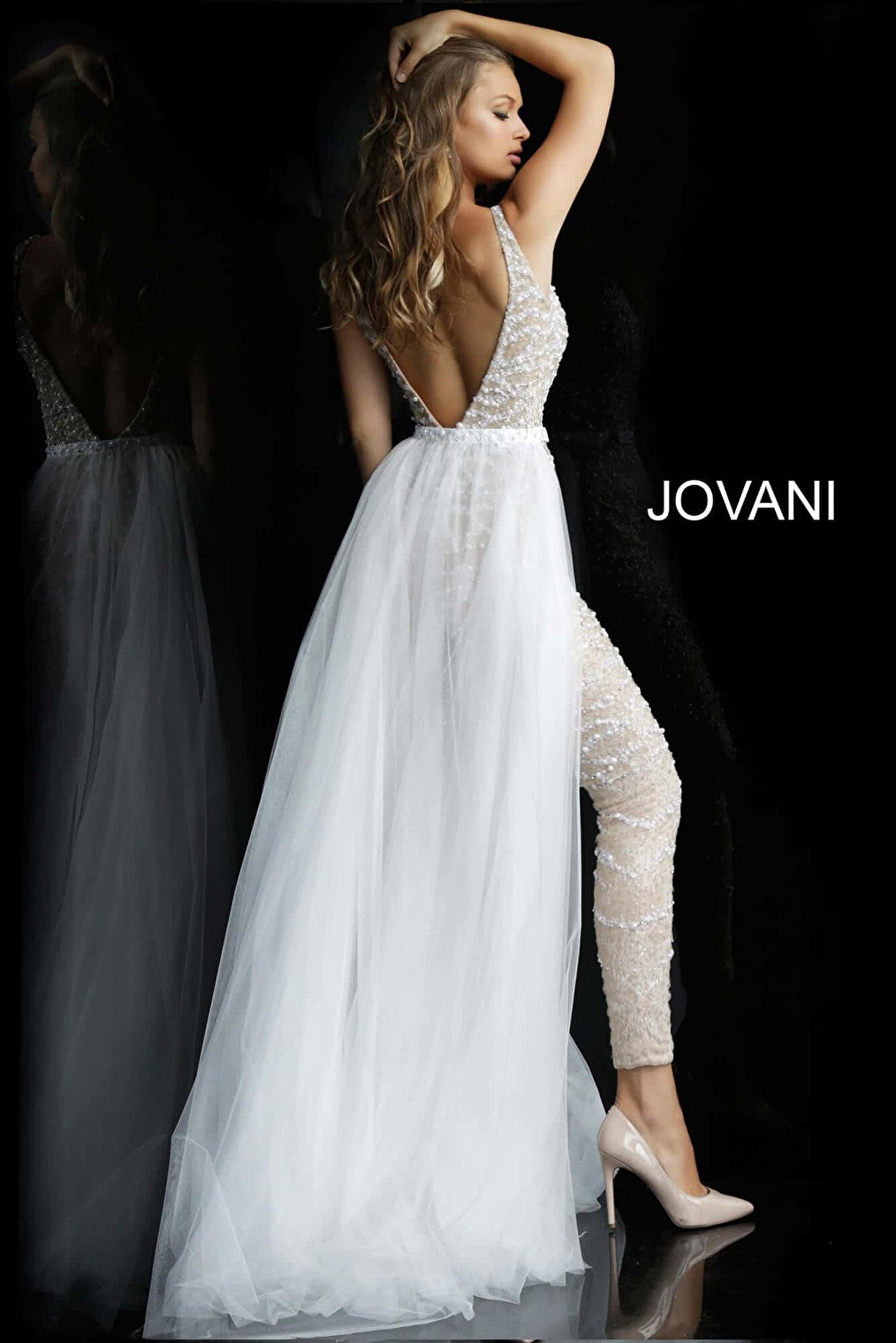 Jovani Bridal JB06507 - Bridal Jumpsuit with Overskirt – Couture Candy